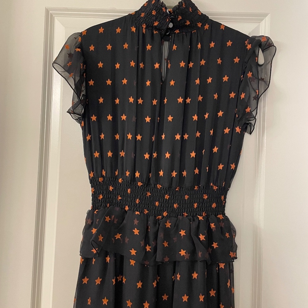 SCOTCH & SODA Maison Scotch Chiffon High Neck Star Jacquard Maxi Dress S… - Picture 6 of 15